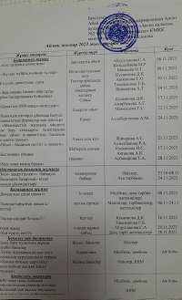 Қараша айының айлық жоспары