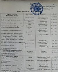 Қаңтар айының жоспары